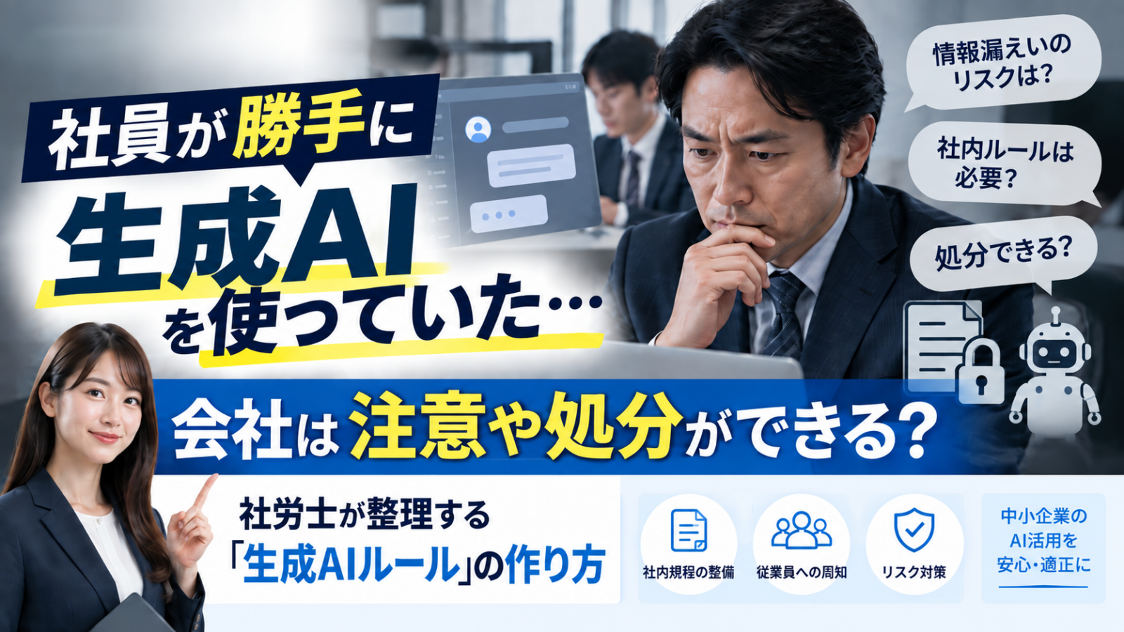 社員が勝手にChatGPTを使っていた…会社は注意や処分ができる？社労士が整理する「生成AIルール」の作り方